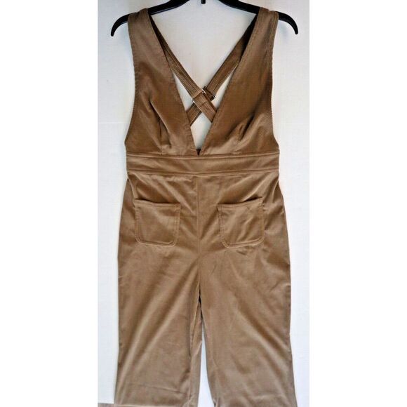 Sincerely Jules Women's Sz L Brown Corduroy Wide Leg V-Neck Jumpsuit Overalls - Picture 12 of 15